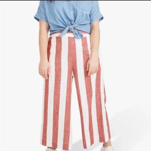 Madewell Huston High Rise Cropped Linen Pants - Picture 1 of 6